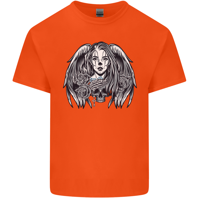 Heaven & Hell Angel Skull Day of the Dead Kids T-Shirt Childrens Orange