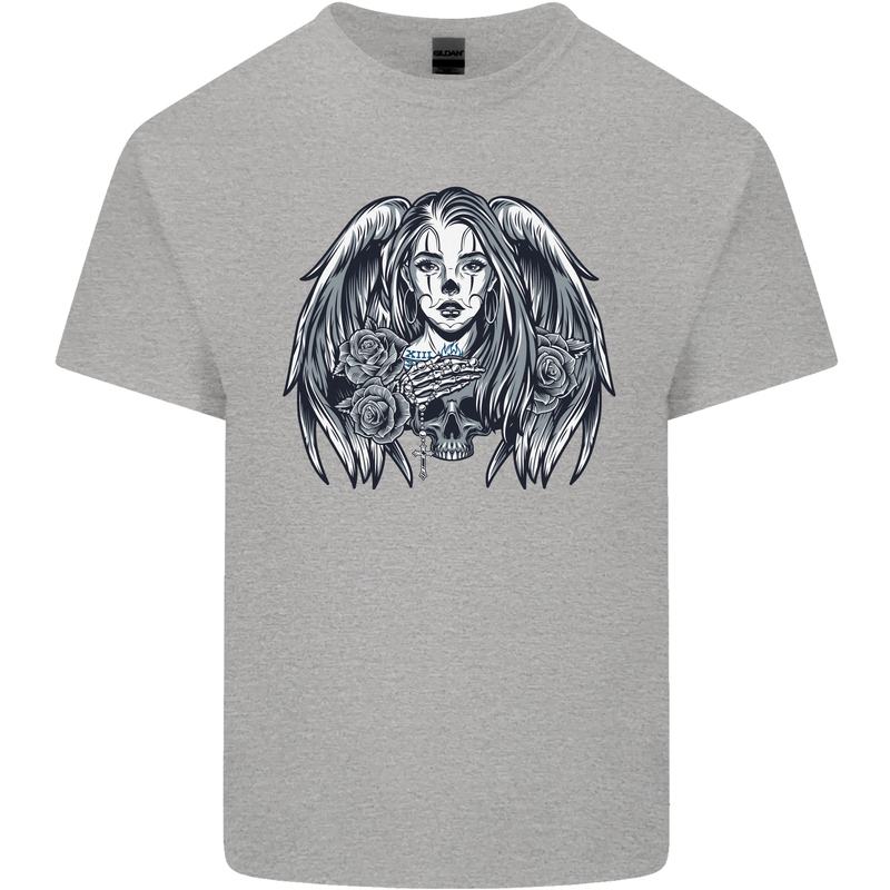 Heaven & Hell Angel Skull Day of the Dead Kids T-Shirt Childrens Sports Grey