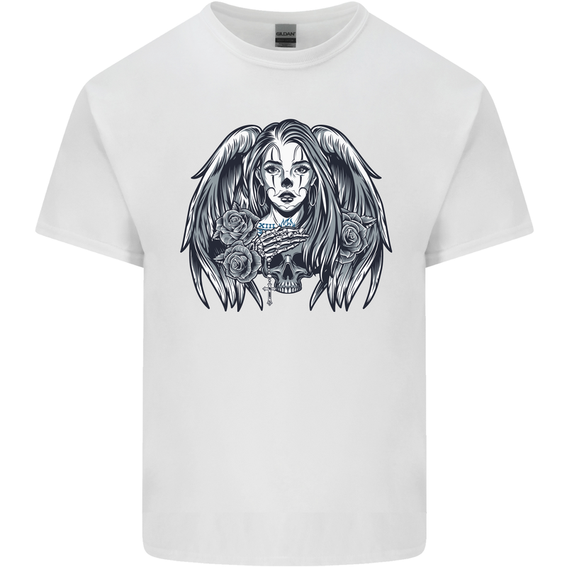 Heaven & Hell Angel Skull Day of the Dead Kids T-Shirt Childrens White