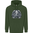 Heaven & Hell Angel Skull Day of the Dead Mens 80% Cotton Hoodie Forest Green