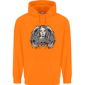Heaven & Hell Angel Skull Day of the Dead Mens 80% Cotton Hoodie Orange