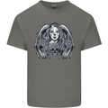 Heaven & Hell Angel Skull Day of the Dead Mens Cotton T-Shirt Tee Top Charcoal
