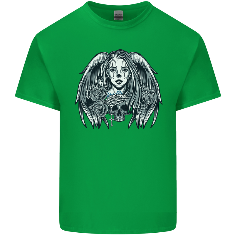 Heaven & Hell Angel Skull Day of the Dead Mens Cotton T-Shirt Tee Top Irish Green
