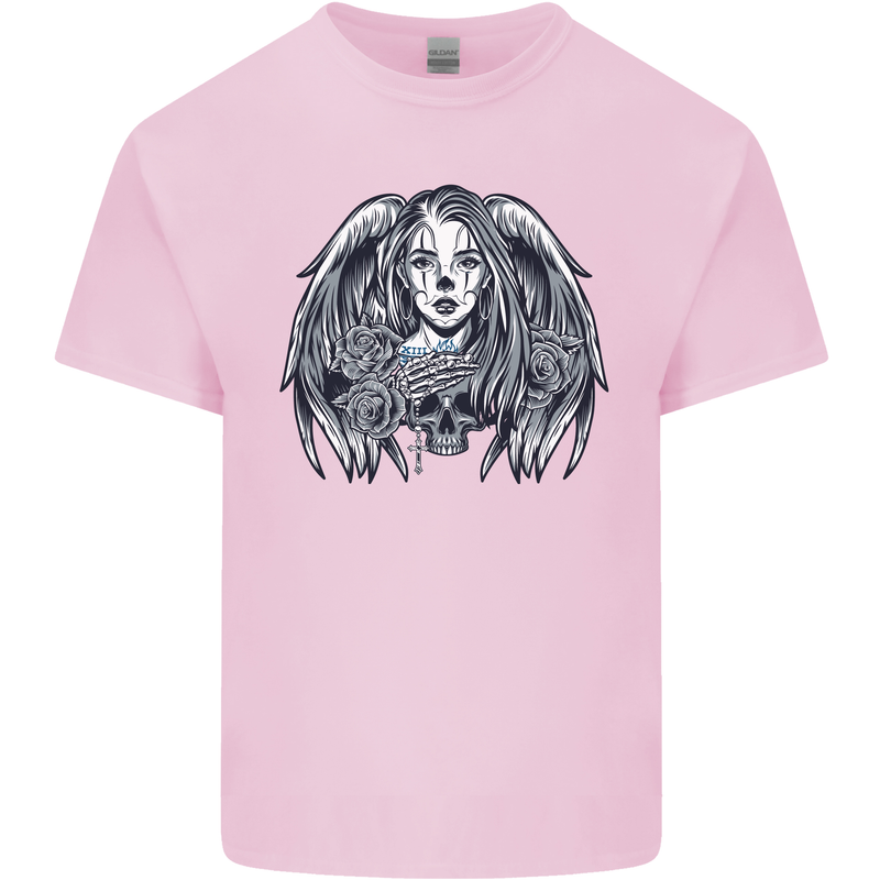 Heaven & Hell Angel Skull Day of the Dead Mens Cotton T-Shirt Tee Top Light Pink