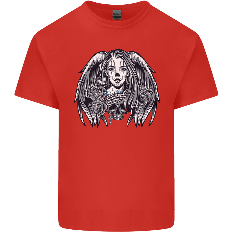 Heaven & Hell Angel Skull Day of the Dead Mens Cotton T-Shirt Tee Top Red