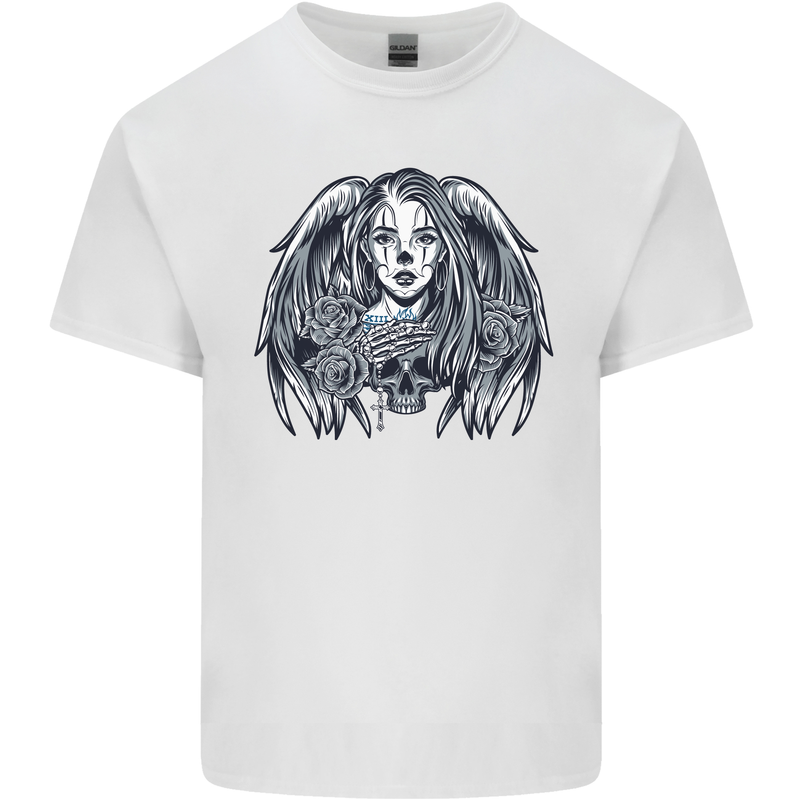 Heaven & Hell Angel Skull Day of the Dead Mens Cotton T-Shirt Tee Top White