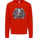 Heaven & Hell Angel Skull Day of the Dead Mens Sweatshirt Jumper Bright Red