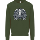 Heaven & Hell Angel Skull Day of the Dead Mens Sweatshirt Jumper Forest Green