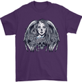 Heaven & Hell Angel Skull Day of the Dead Mens T-Shirt Cotton Gildan Purple