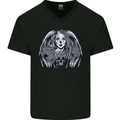 Heaven & Hell Angel Skull Day of the Dead Mens V-Neck Cotton T-Shirt Black