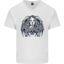 Heaven & Hell Angel Skull Day of the Dead Mens V-Neck Cotton T-Shirt White