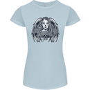 Heaven & Hell Angel Skull Day of the Dead Womens Petite Cut T-Shirt Light Blue