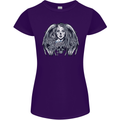 Heaven & Hell Angel Skull Day of the Dead Womens Petite Cut T-Shirt Purple
