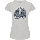 Heaven & Hell Angel Skull Day of the Dead Womens Petite Cut T-Shirt Sports Grey
