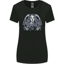 Heaven & Hell Angel Skull Day of the Dead Womens Wider Cut T-Shirt Black
