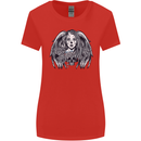 Heaven & Hell Angel Skull Day of the Dead Womens Wider Cut T-Shirt Red
