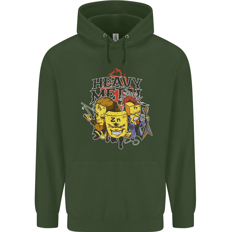 Heavy Metal Chemistry Periodic Table Mens 80% Cotton Hoodie Forest Green