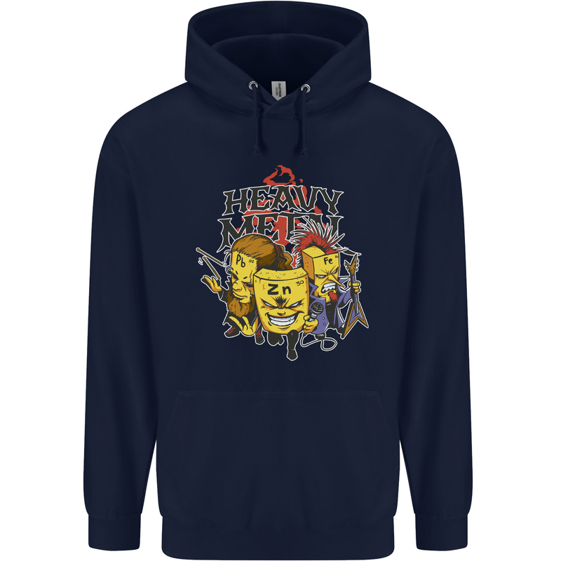 Heavy Metal Chemistry Periodic Table Mens 80% Cotton Hoodie Navy Blue