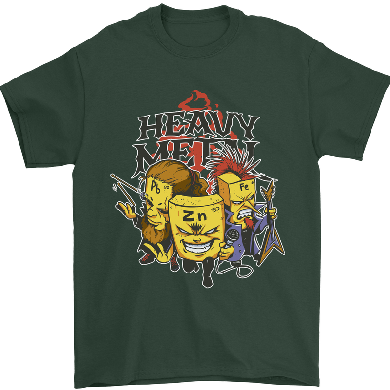 Heavy Metal Chemistry Periodic Table Mens T-Shirt Cotton Gildan Forest Green