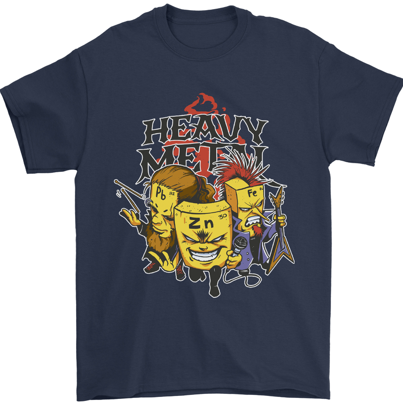 Heavy Metal Chemistry Periodic Table Mens T-Shirt Cotton Gildan Navy Blue