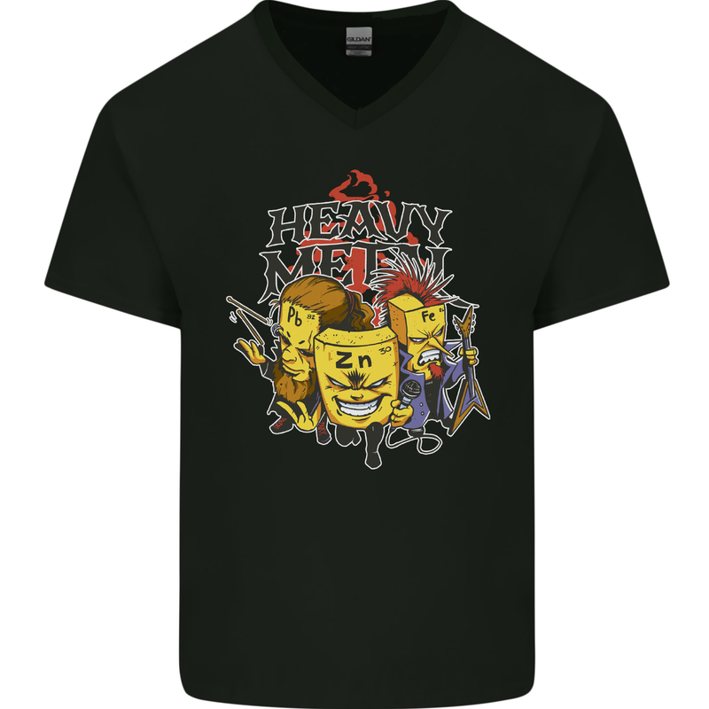 Heavy Metal Chemistry Periodic Table Mens V-Neck Cotton T-Shirt Black