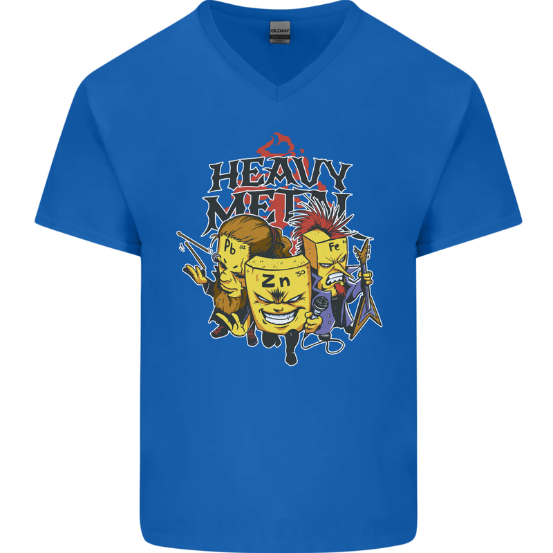Heavy Metal Chemistry Periodic Table Mens V-Neck Cotton T-Shirt Royal Blue