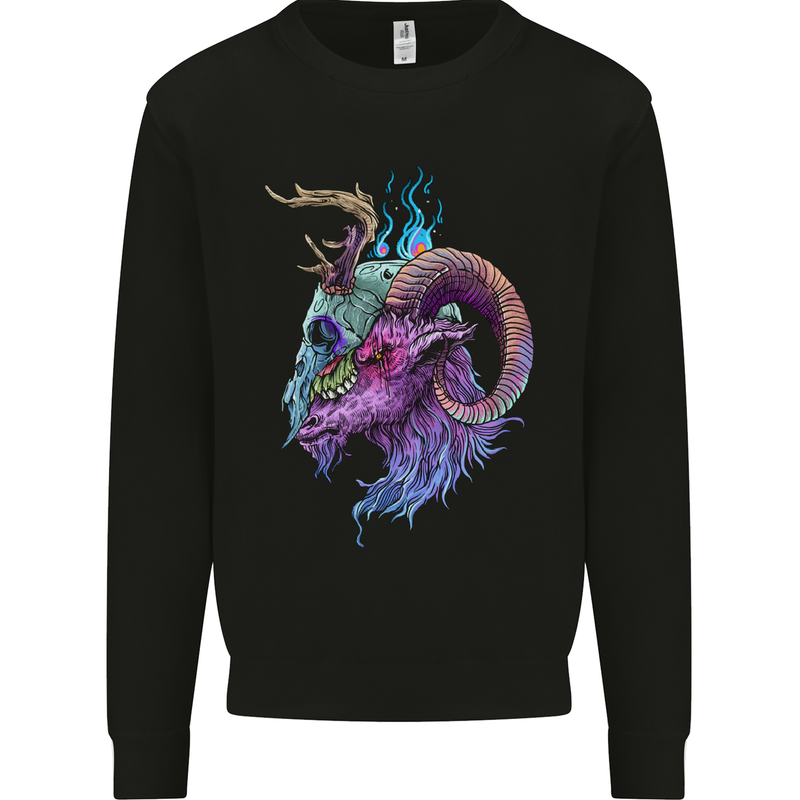 Heavy Metal Music Goat Skull Death Kids Sweatshirt Jumper Black