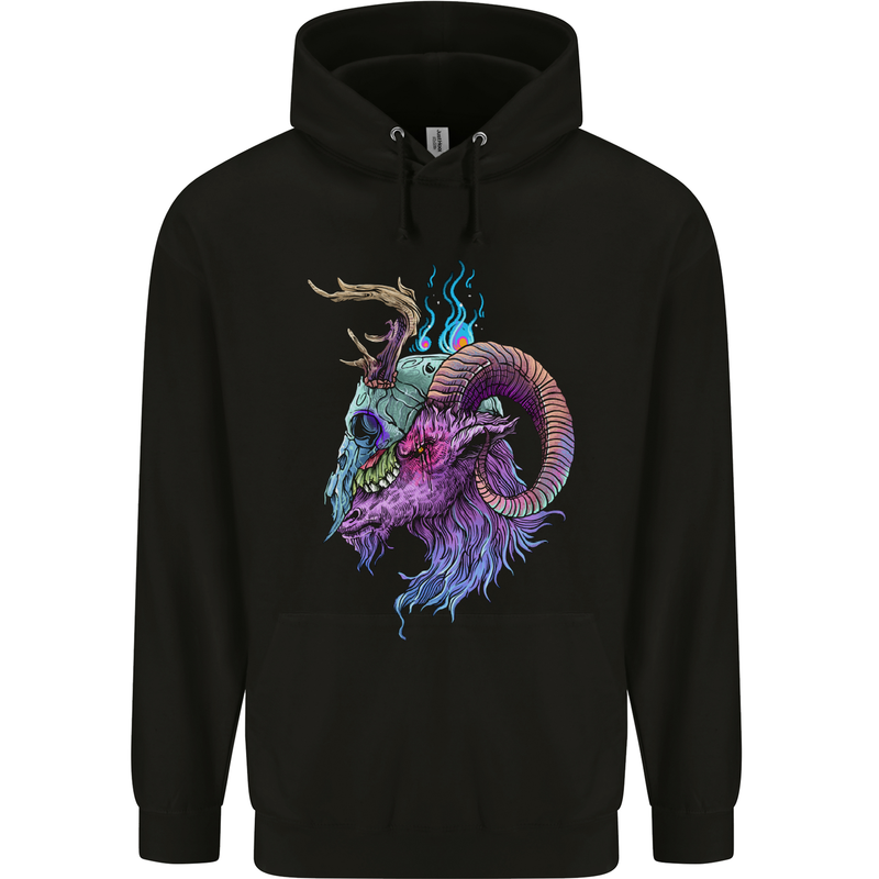 Heavy Metal Music Goat Skull Death Mens 80% Cotton Hoodie Black
