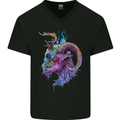 Heavy Metal Music Goat Skull Death Mens V-Neck Cotton T-Shirt Black
