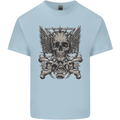 Heavy Metal Skull Rock Music Guitar Biker Mens Cotton T-Shirt Tee Top Light Blue