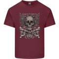 Heavy Metal Skull Rock Music Guitar Biker Mens Cotton T-Shirt Tee Top Maroon