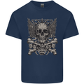Heavy Metal Skull Rock Music Guitar Biker Mens Cotton T-Shirt Tee Top Navy Blue