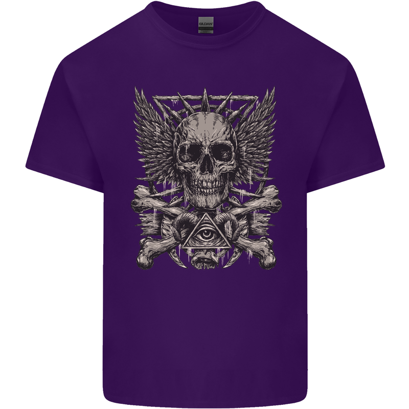 Heavy Metal Skull Rock Music Guitar Biker Mens Cotton T-Shirt Tee Top Purple