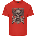 Heavy Metal Skull Rock Music Guitar Biker Mens Cotton T-Shirt Tee Top Red