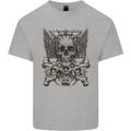 Heavy Metal Skull Rock Music Guitar Biker Mens Cotton T-Shirt Tee Top Sports Grey