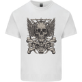 Heavy Metal Skull Rock Music Guitar Biker Mens Cotton T-Shirt Tee Top White