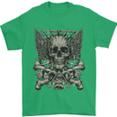 Heavy Metal Skull Rock Music Guitar Biker Mens T-Shirt Cotton Gildan Irish Green