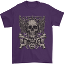 Heavy Metal Skull Rock Music Guitar Biker Mens T-Shirt Cotton Gildan Purple