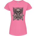 Heavy Metal Skull Rock Music Guitar Biker Womens Petite Cut T-Shirt Azalea