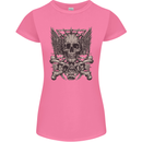 Heavy Metal Skull Rock Music Guitar Biker Womens Petite Cut T-Shirt Azalea