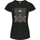 Heavy Metal Skull Rock Music Guitar Biker Womens Petite Cut T-Shirt Black