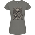 Heavy Metal Skull Rock Music Guitar Biker Womens Petite Cut T-Shirt Charcoal