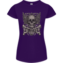 Heavy Metal Skull Rock Music Guitar Biker Womens Petite Cut T-Shirt Purple