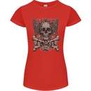 Heavy Metal Skull Rock Music Guitar Biker Womens Petite Cut T-Shirt Red