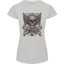 Heavy Metal Skull Rock Music Guitar Biker Womens Petite Cut T-Shirt Sports Grey