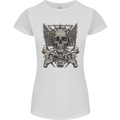 Heavy Metal Skull Rock Music Guitar Biker Womens Petite Cut T-Shirt White