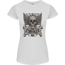 Heavy Metal Skull Rock Music Guitar Biker Womens Petite Cut T-Shirt White