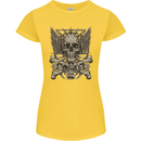 Heavy Metal Skull Rock Music Guitar Biker Womens Petite Cut T-Shirt Yellow