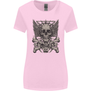 Heavy Metal Skull Rock Music Guitar Biker Womens Wider Cut T-Shirt Light Pink