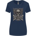 Heavy Metal Skull Rock Music Guitar Biker Womens Wider Cut T-Shirt Navy Blue